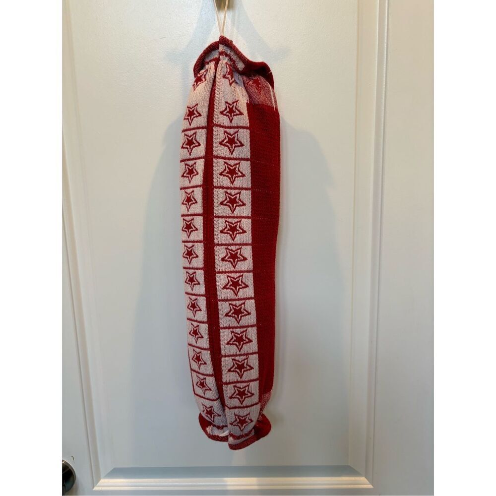 Handmade Plastic Bag Holder- Red with stars